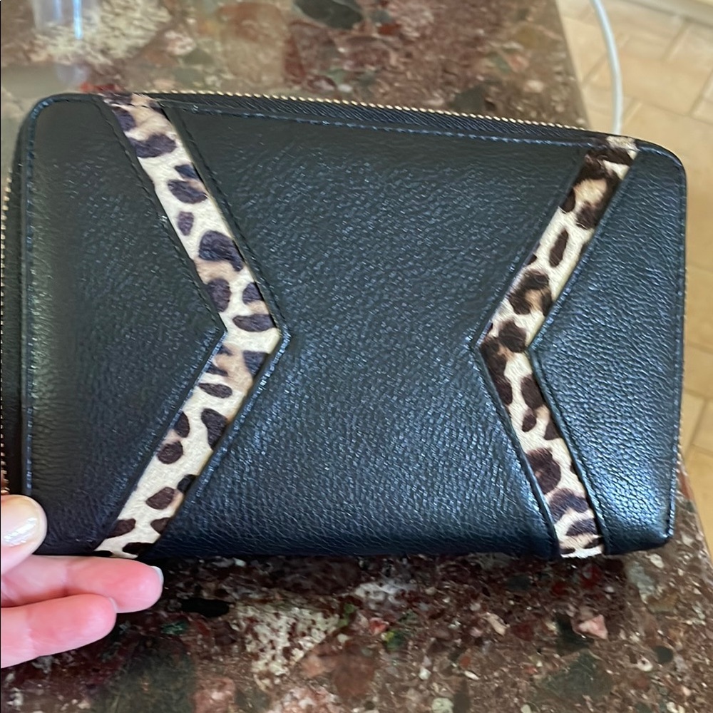 Silpada Black Clutch with Animal Print Accents